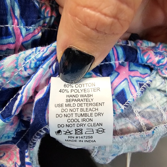 Simply Southern Smocked Square Neck Crop Top Shellfish Print Blue Pink Size M - Picture 5 of 6